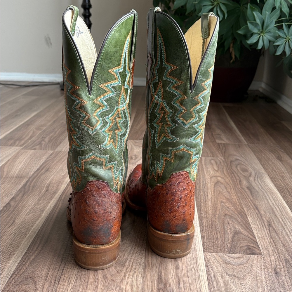 Men’s Tony Lama Full Quill Brandy Ostrich cowboy boots. 9.5D - Picture 2 of 5